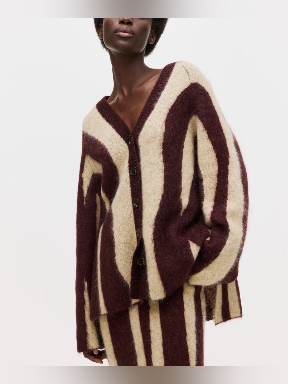 Jacquard knit mohair blend cardigan